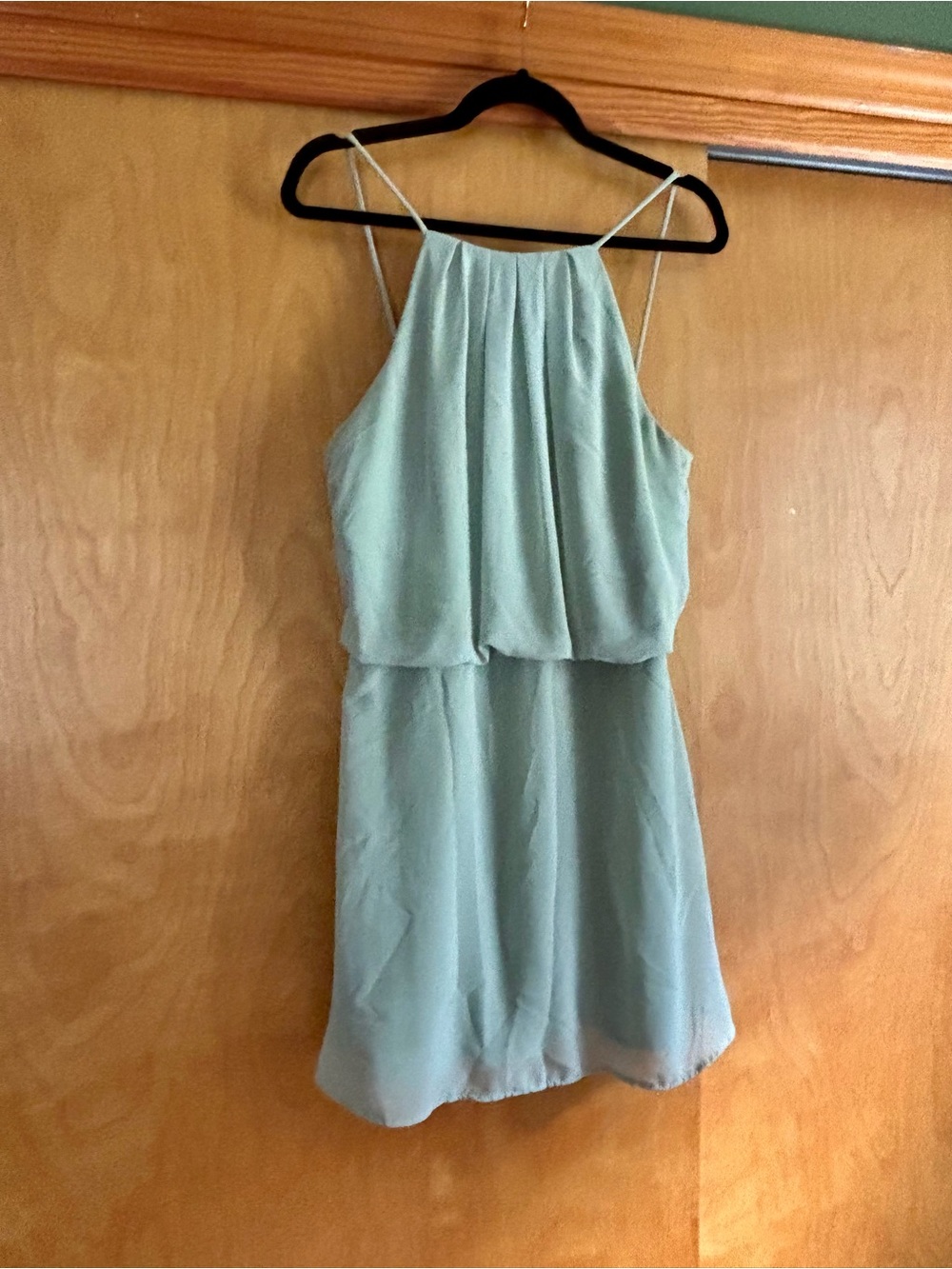 Bill Levkoff Sleeveless Halter Dress in Sage Green